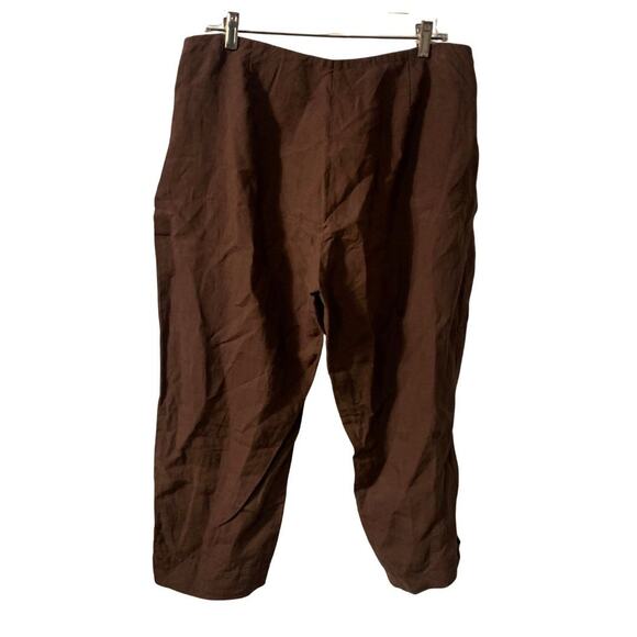 Eileen Fisher Women's Cropped Linen Pants Size L Brown Euro Summer Fall Vacation - Picture 1 of 6